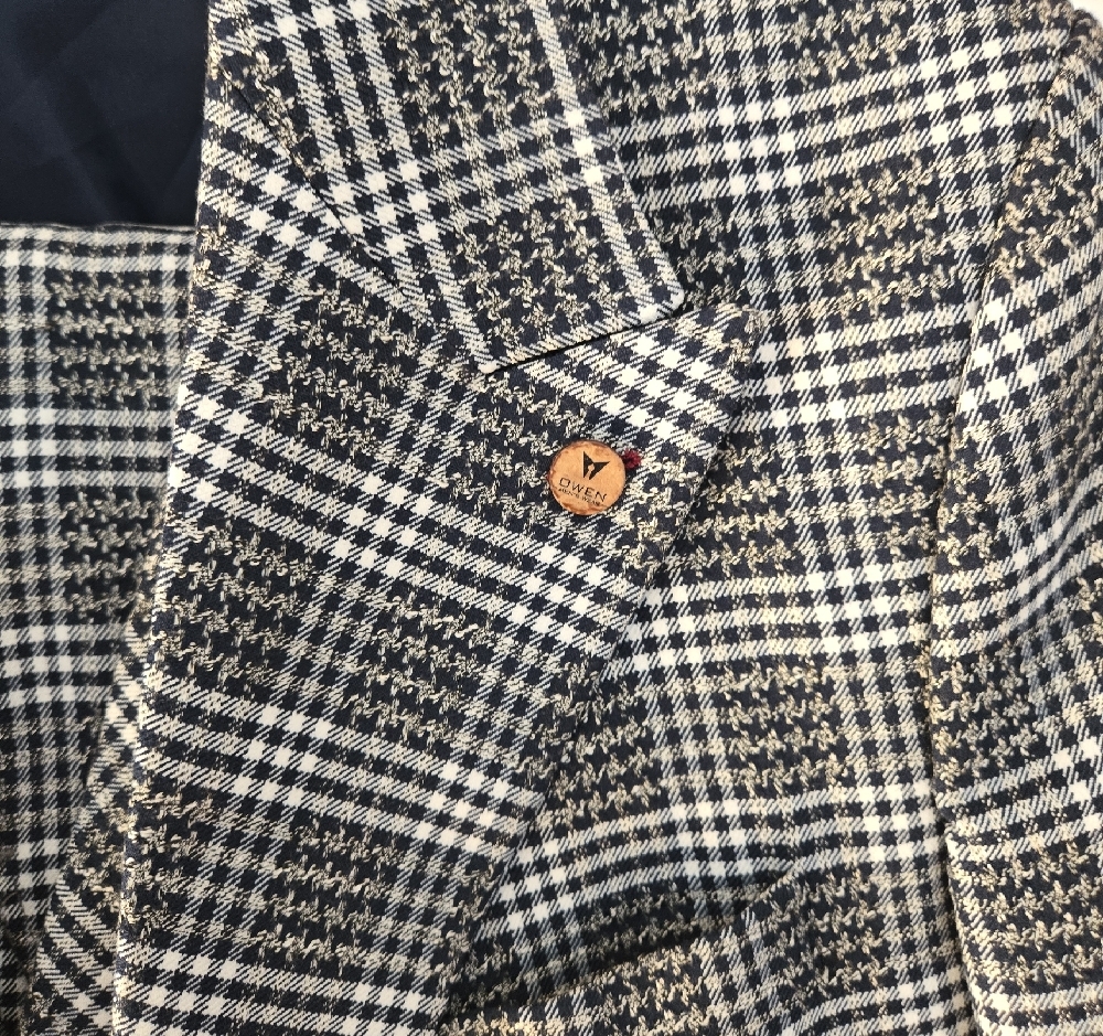Owen Men's Wear Navy Plaid Suit - Picture 3 of 15